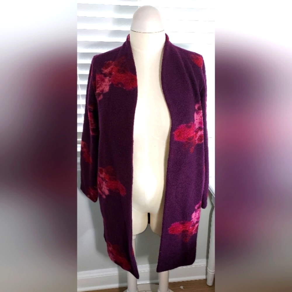 Calvin Klein Multi Purple, Pink, Maroon Floral Print Open Front Cardigan NWT